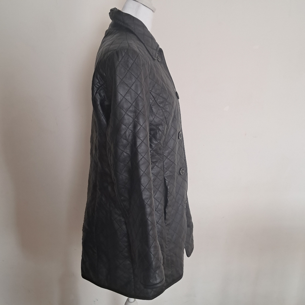 Neiman Marcus Exclusive Leather Jacket Women's Medium M Black Quilted Retro - Picture 4 of 12